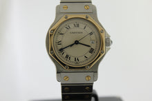 Load image into Gallery viewer, Cartier Santos Octagon 18K Yellow Gold & Stainless Steel 30mm Ivory Roman Dial 187902 - Arnik Jewellers