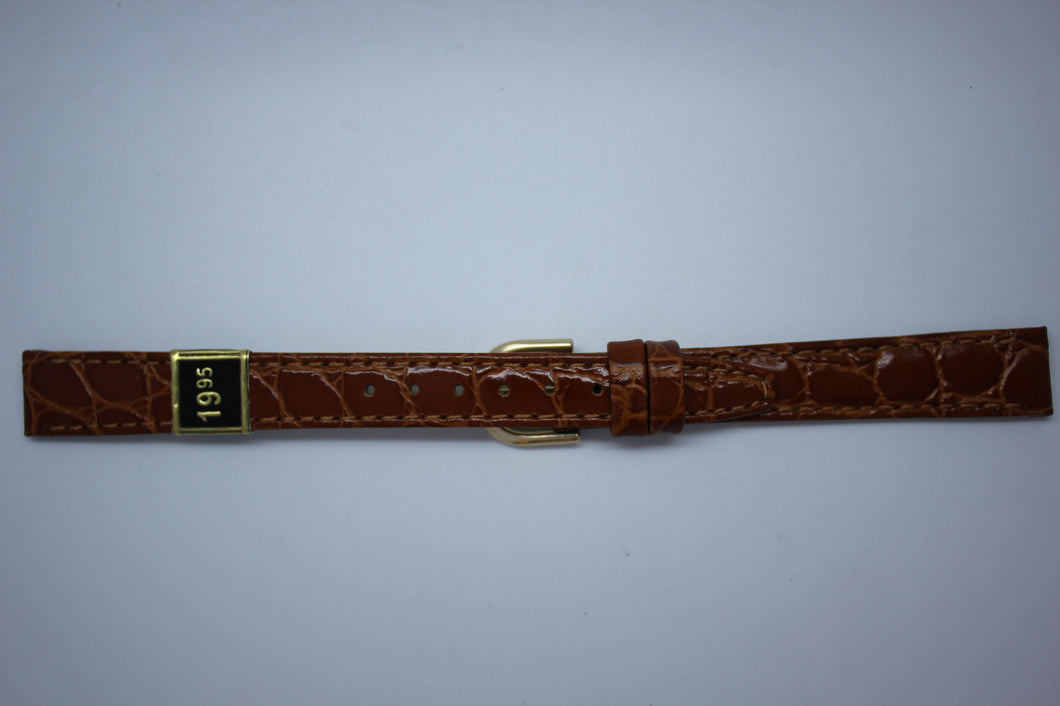 12mm Flat Stitched Croco Grain Leather - Light Brown
