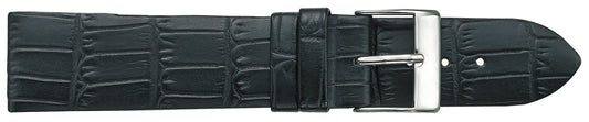 22mm Flat Thin Alligator Grain Leather - Black