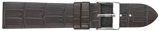 22mm Flat Thin Alligator Grain Leather - Brown