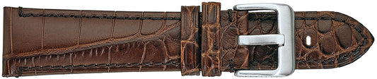 22mm Padded Stitched Alligator Grain Leather - Brown