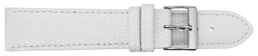 14mm Padded Stitched Shiny Lizard Grain Leather - White