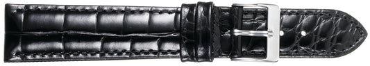 14mm Padded Stitched Croco Grain Leather - Black