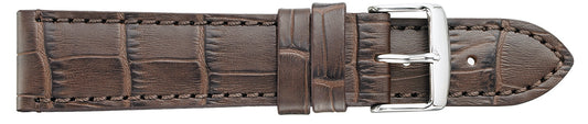 24mm Flat Stitched Alligator Grain Leather - Brown
