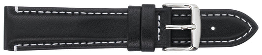 20mm Sporty Padded Stitched Waterproof Leather - Black