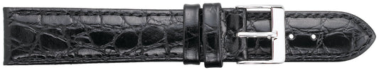 16mm Padded Stitched Croco Grain Leather - Black