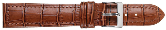 18mm Stitched Alligator Grain Leather - Brown