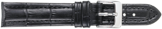 24mm Padded Stitched Alligator Grain Leather - Black