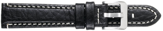 18mm Padded Stitched Italian Leather - Black