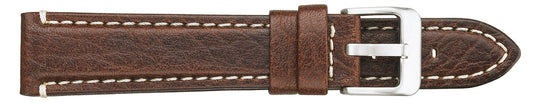 18mm Padded Stitched Italian Leather - Brown