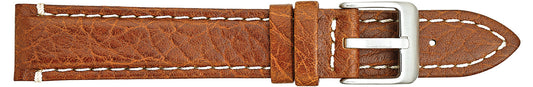 22mm Padded Stitched Italian Leather - Light Brown