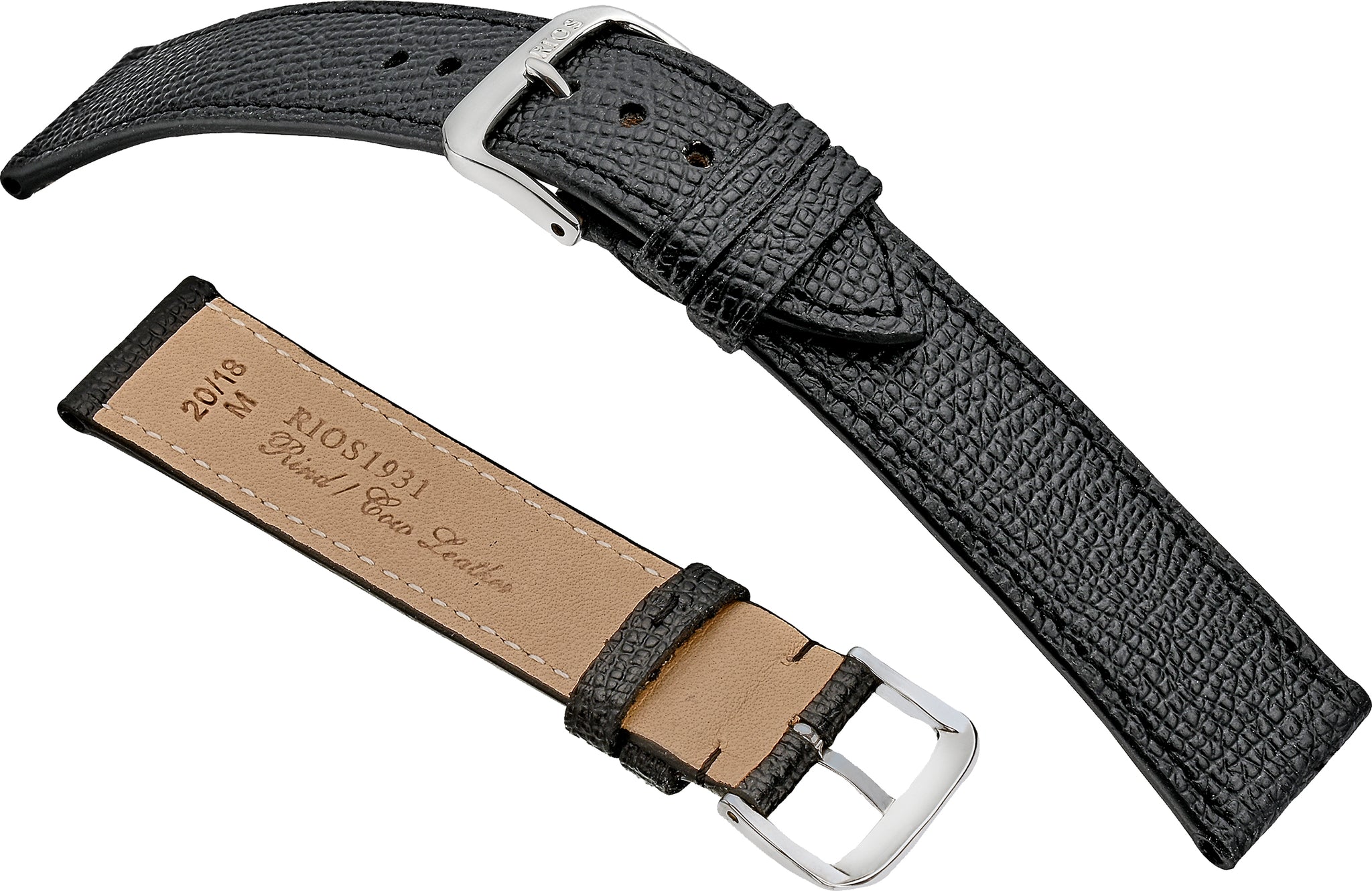RIOS1931 Hudson horlogeband van suède, handgemaakt in klassiek Duitsland, Grijze gouden sluiting, 19mm, riem