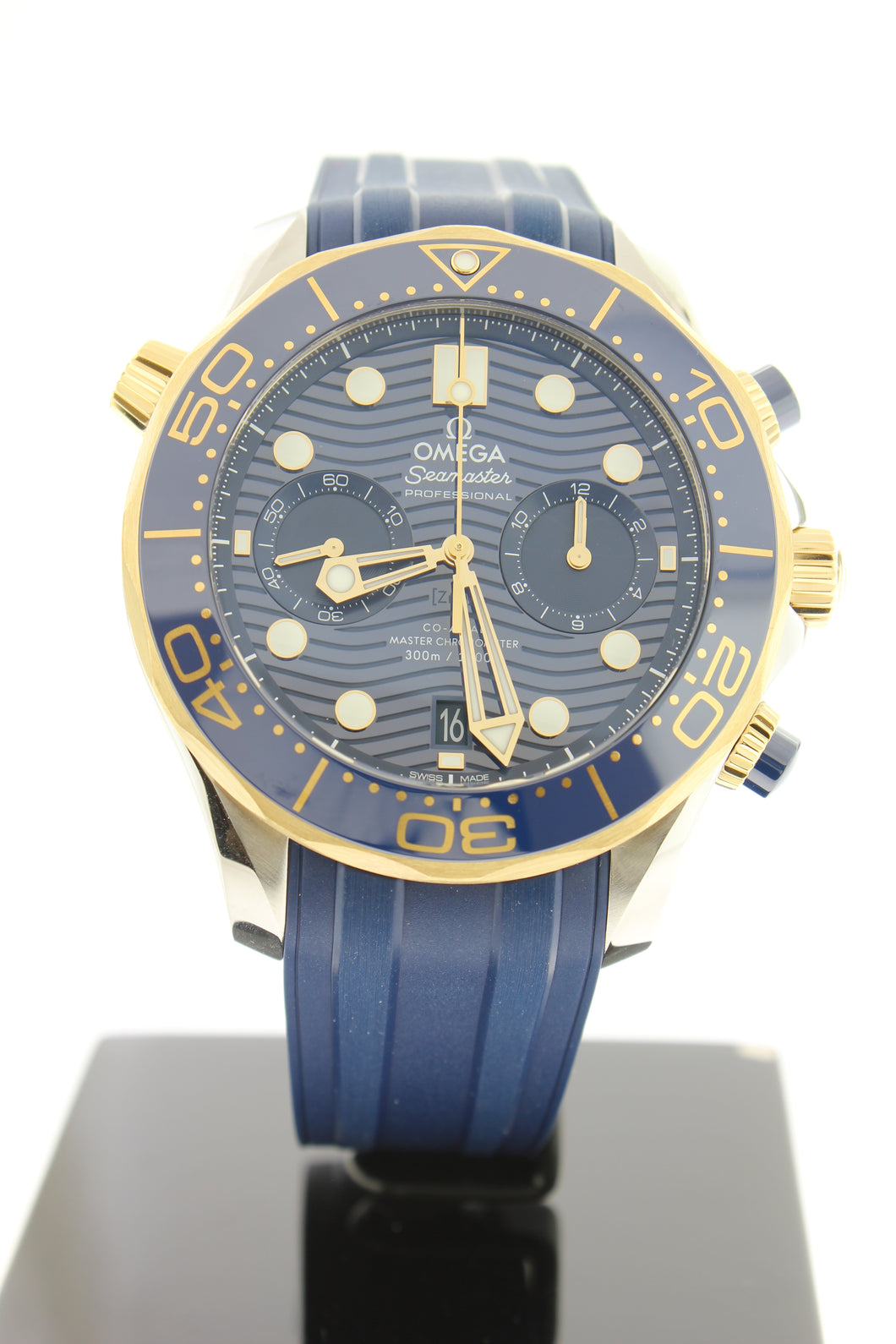 Omega Seamaster 18K Yellow Gold & Steel Diver 300M Co-Axial Master Chronograph Chronometer 44mm Blue Wave 210.22.44.51.03.001 - Arnik Jewellers