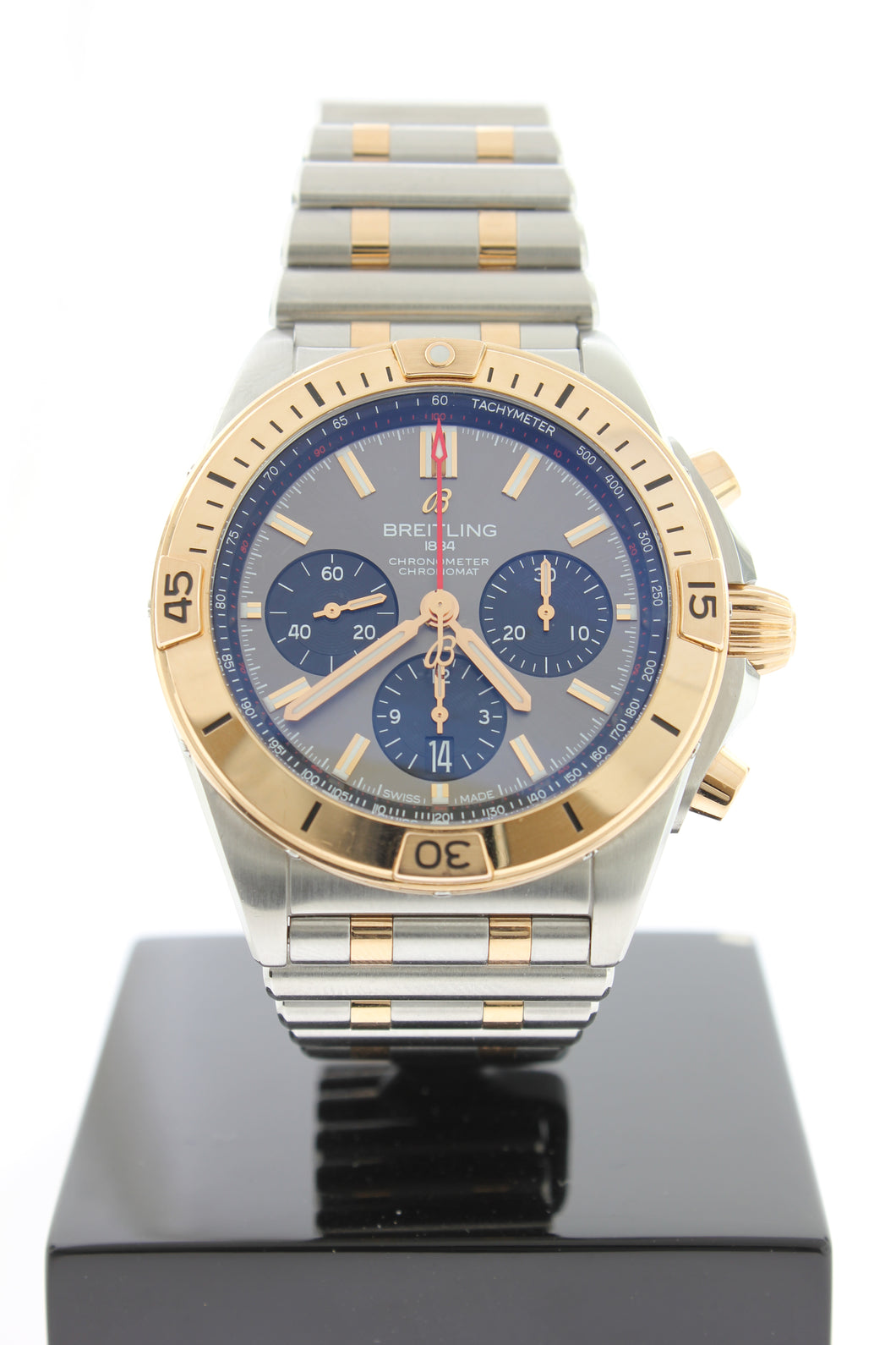 Breitling Chronomat B01 18K Rose Gold & Steel 42 Automatic Chronograph Grey Dial UB0134 - Arnik Jewellers