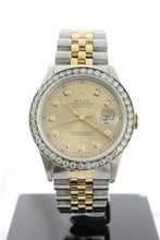 Load image into Gallery viewer, Rolex Datejust 18K Yellow Gold &amp; Stainless Steel 36mm Champagne Diamond Dial Diamond Bezel 16013 - Arnik Jewellers
