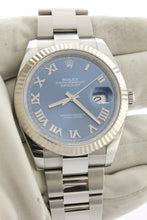 Load image into Gallery viewer, Rolex Datejust 41 Stainless Steel Blue Azzurro Dial White Gold Fluted Bezel Oyster 126334 - Arnik Jewellers
