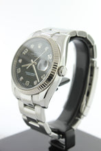 Load image into Gallery viewer, Rolex Oyster Perpetual Date Black Diamond Dial 18K White Gold Fluted Bezel 34mm 115234 - Arnik Jewellers
