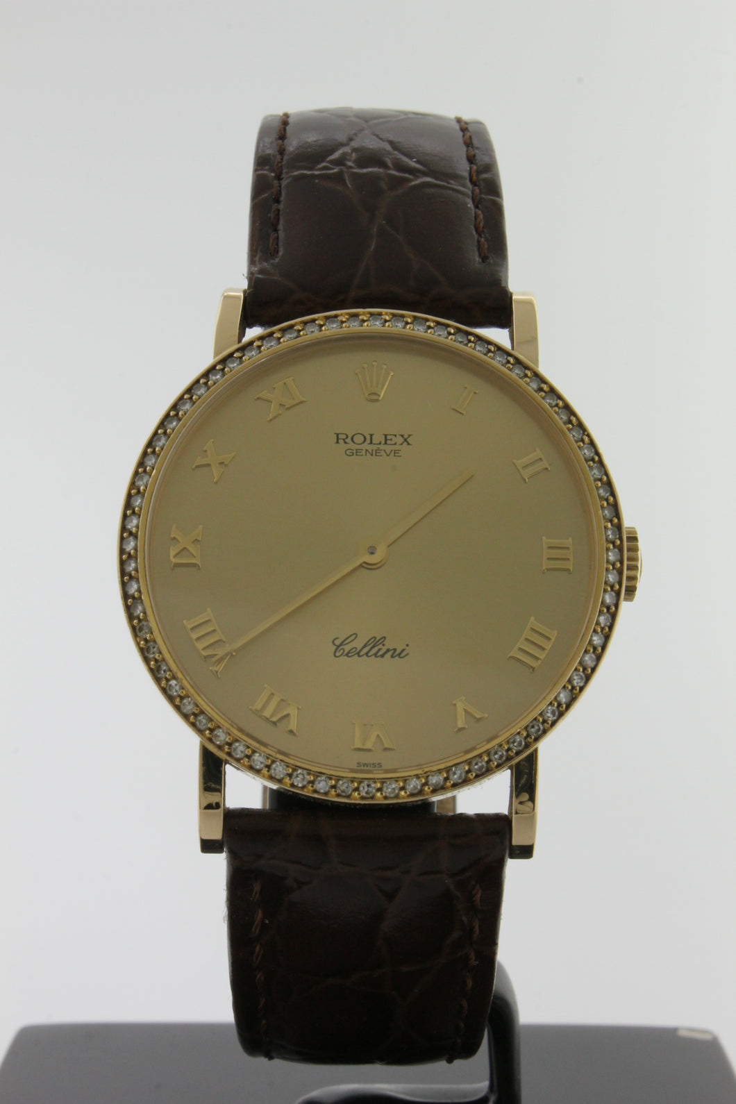 Rolex Cellini 18K Yellow Gold Factory Diamond Bezel 5114 Champagne Dial 32.5mm - Arnik Jewellers