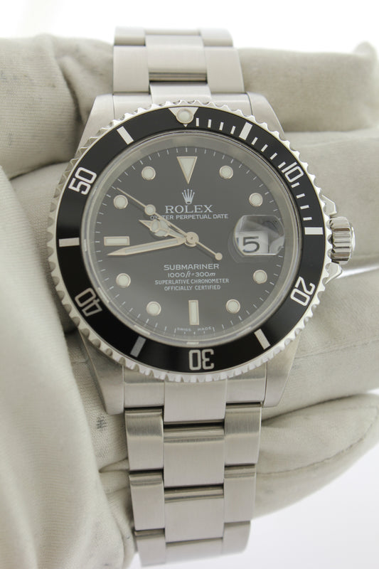 Rolex Submariner Date Stainless Steel Oyster 16610 40mm Black Dial - Arnik Jewellers