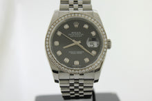 Load image into Gallery viewer, Rolex Datejust 36 Stainless Steel Jubilee Black Diamond Dial &amp; Diamond Bezel 116244 - Arnik Jewellers

