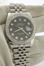 Load image into Gallery viewer, Rolex Datejust 36 Stainless Steel Jubilee Black Diamond Dial &amp; Diamond Bezel 116244 - Arnik Jewellers
