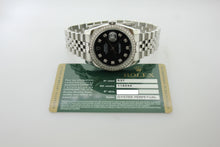 Load image into Gallery viewer, Rolex Datejust 36 Stainless Steel Jubilee Black Diamond Dial &amp; Diamond Bezel 116244 - Arnik Jewellers
