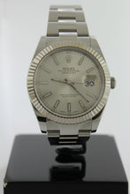 Load image into Gallery viewer, Rolex Datejust 41 Stainless Steel Silver Dial 18K White Gold Fluted Bezel Oyster 126334 - Arnik Jewellers
