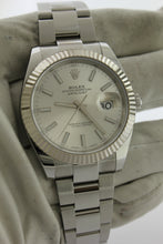 Load image into Gallery viewer, Rolex Datejust 41 Stainless Steel Silver Dial 18K White Gold Fluted Bezel Oyster 126334 - Arnik Jewellers
