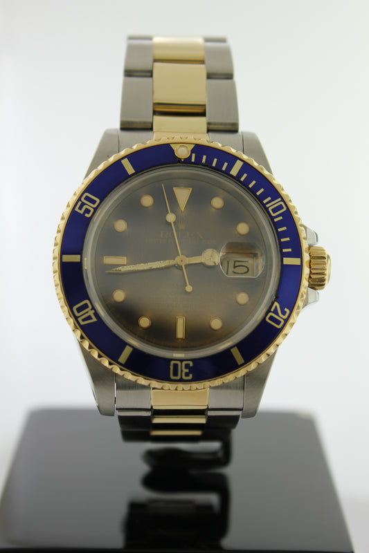 Rolex Submariner Date 16803 Two Tone 18K Yellow Gold & Steel Tropical Dial 40mm - Arnik Jewellers