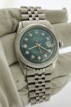 Load image into Gallery viewer, Rolex Datejust 36mm Stainless Steel Jubilee Green Diamond Dial 1603 - Arnik Jewellers
