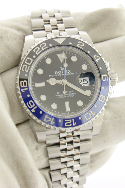 Rolex GMT Master II Black & Blue Batgirl Ceramic Bezel Stainless Steel Jubilee 126710BLNR - Arnik Jewellers