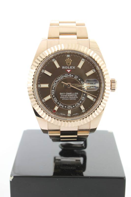 Rolex Sky Dweller 18K Everose Gold Oyster 326935 42mm Chocolate Dial - Arnik Jewellers
