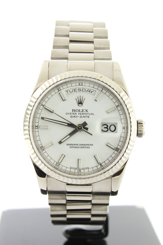 Rolex President Day Date Solid 18K White Gold 118239 White Dial - Arnik Jewellers