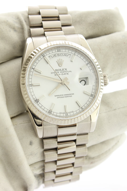 Rolex President Day Date Solid 18K White Gold 118239 White Dial - Arnik Jewellers