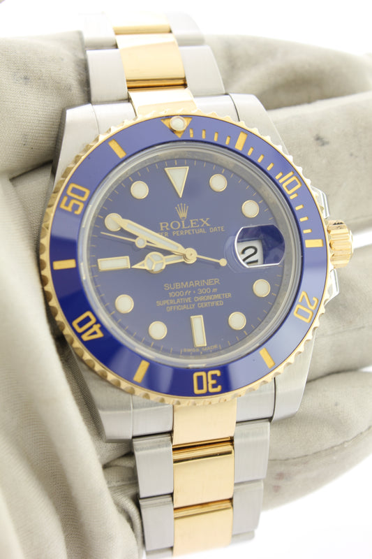 Rolex Submariner Date 18K Yellow Gold & Stainless Steel Blue Dial 116613LB Ceramic Bezel - Arnik Jewellers