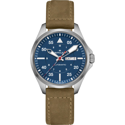 Hamilton Khaki Aviation Pilot Day Date Automatic Air Glaciers Edition H64655941 - Arnik Jewellers