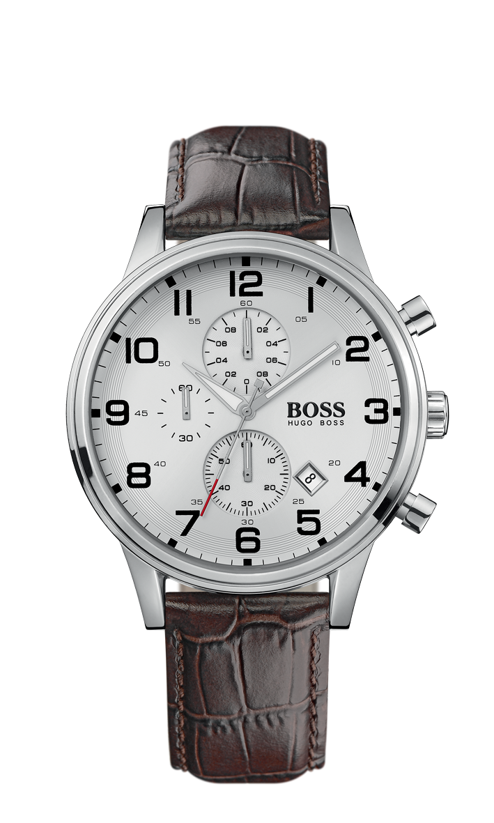 Hugo Boss 1512447 Men's  H2006 Chronograph Silver Dial Brown Leather Watch - Arnik Jewellers