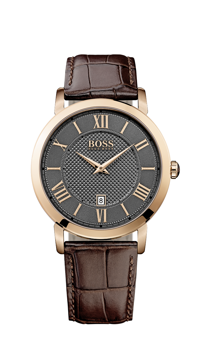 Hugo Boss 1513138 Men's Rose Gold PVD Brown Leather Strap Watch  - Arnik Jewellers