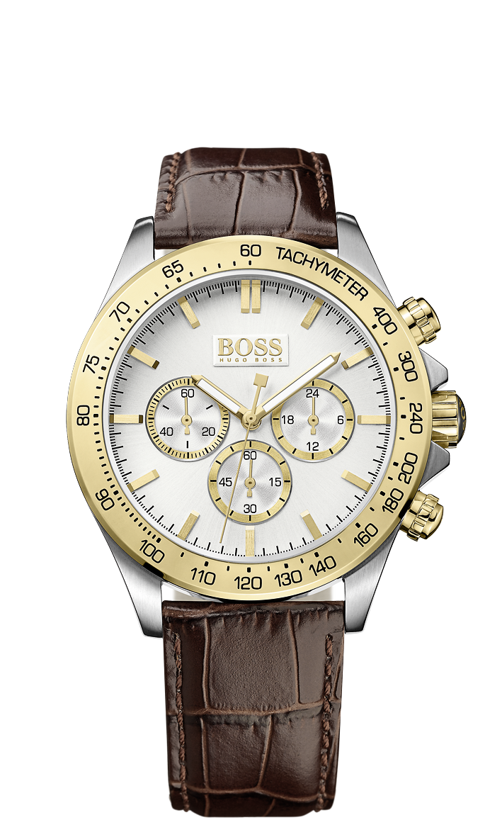 Hugo Boss 1513174 Mens's Ikon Brown Leather Band Chronograph Watch - Arnik Jewellers