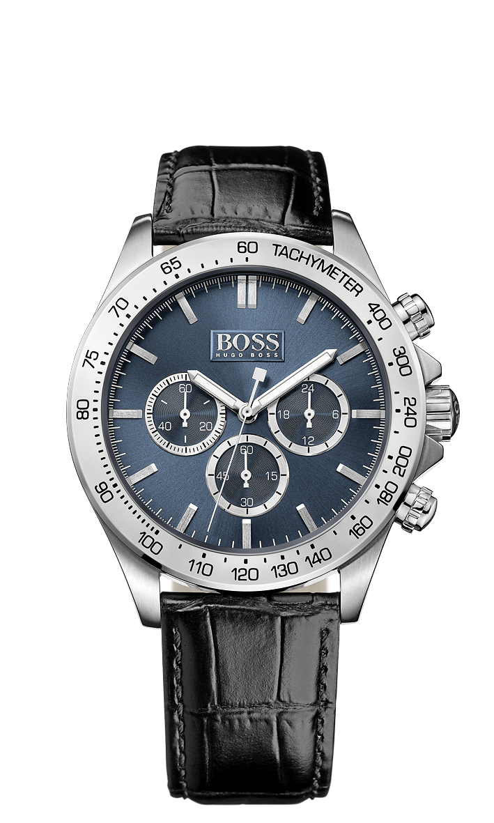 Hugo Boss 1513176 Men's Black Leather Band Blue Dial Chronograph Watch - Arnik Jewellers