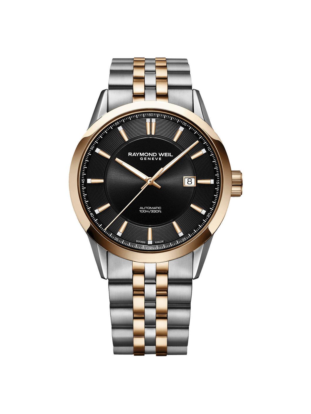 Raymond Weil Freelancer Automatic Classic Two-Tone Rose Gold Watch 42mm Black Dial 2731-SP5-20001 - Arnik Jewellers