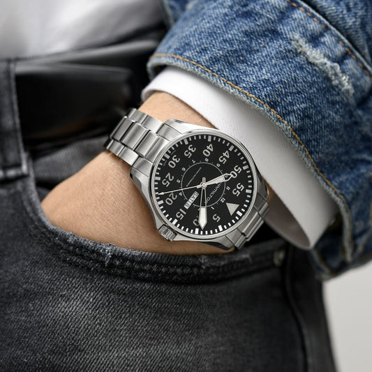 Hamilton KHAKI AVIATION PILOT DAY DATE AUTO 46mm H64715135 - Arnik Jewellers
