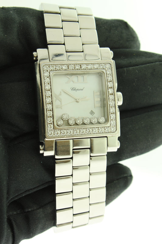 Chopard Happy Sport 7 Floating Diamonds & Diamond Bezel Ladies Swiss Quartz Stainless Steel 278505 - Arnik Jewellers