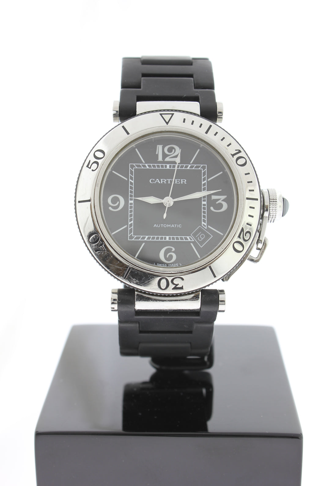 Cartier Pasha Seatimer Automatic Stainless Steel Black Rubber 40mm 2790 - Arnik Jewellers