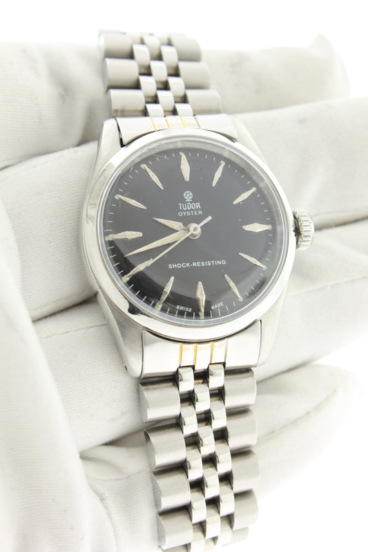 Tudor Rolex Oyster Manual Winding Stainless Steel Black Dial 7903 32mm - Arnik Jewellers