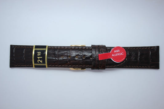 22mm Anti-Allergic Padded Stitched Leather - Brown