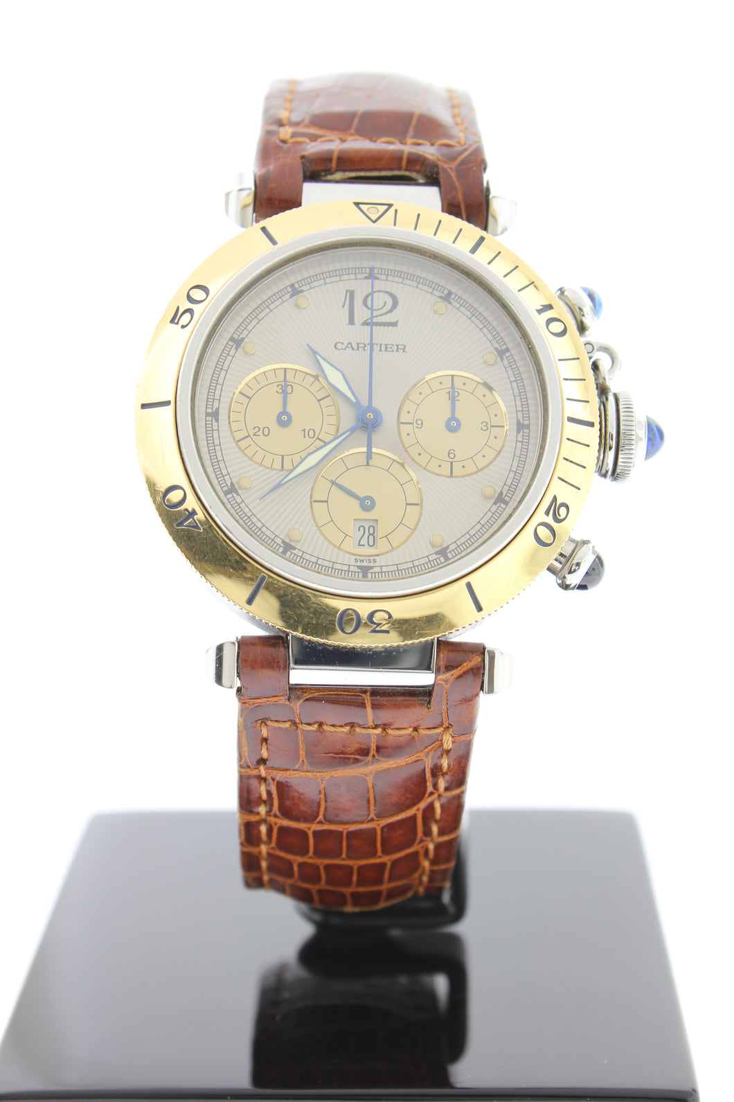 Cartier Pasha 18K Gold & Stainless Steel Chronograph 38mm 1032 - Arnik Jewellers