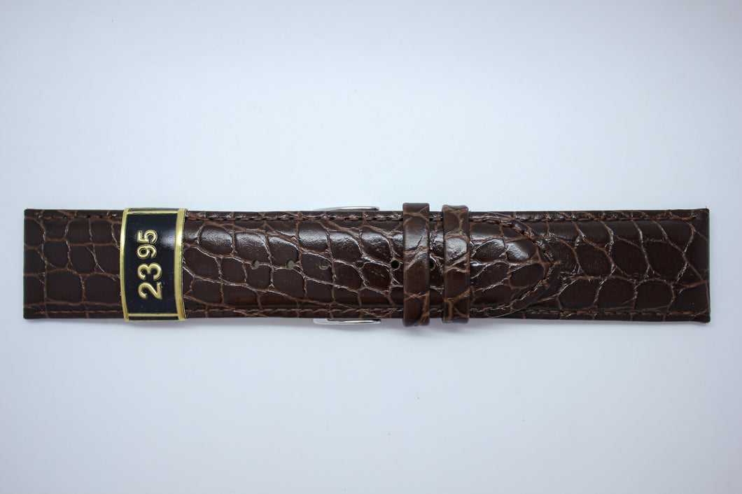 24mm Padded Stitched Croco Grain Leather - Brown
