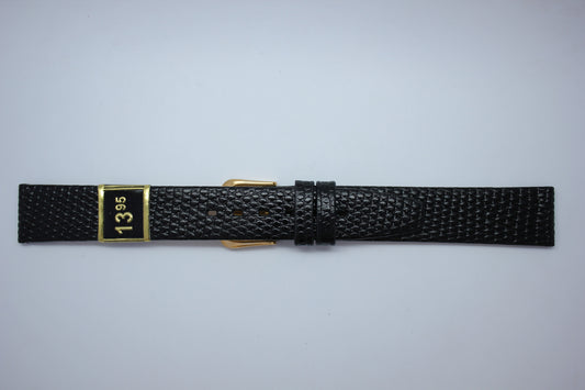 16mm Flat Lizard Grain Leather - Black