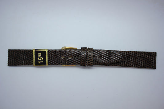16mm Flat Lizard Grain Leather - Brown